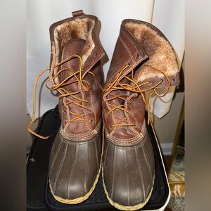 L.L. Bean Men's Brown and Tan Leather Boots